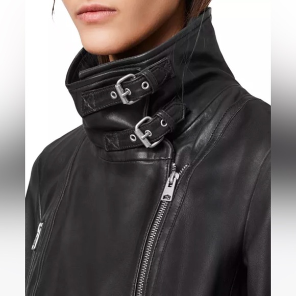 All Saints Bales Biker Jacket size 0 Black - Picture 4 of 15